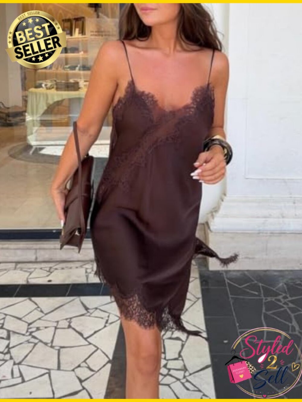Lace Trim Satin Long Flowy Tank Top Sleeveless Camisole Spaghetti Strap